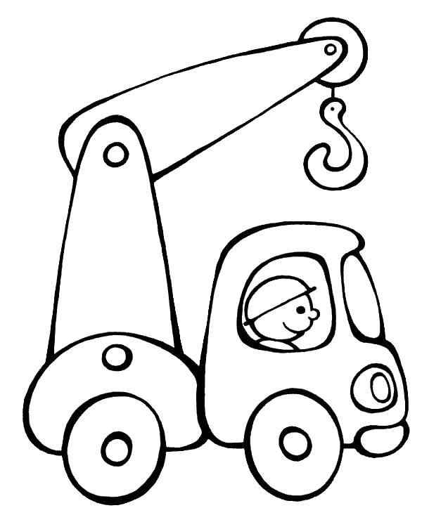 Название: Раскраска Водитель подъемного крана. Категория: малышам. Теги: Транспорт, подъемный кран.