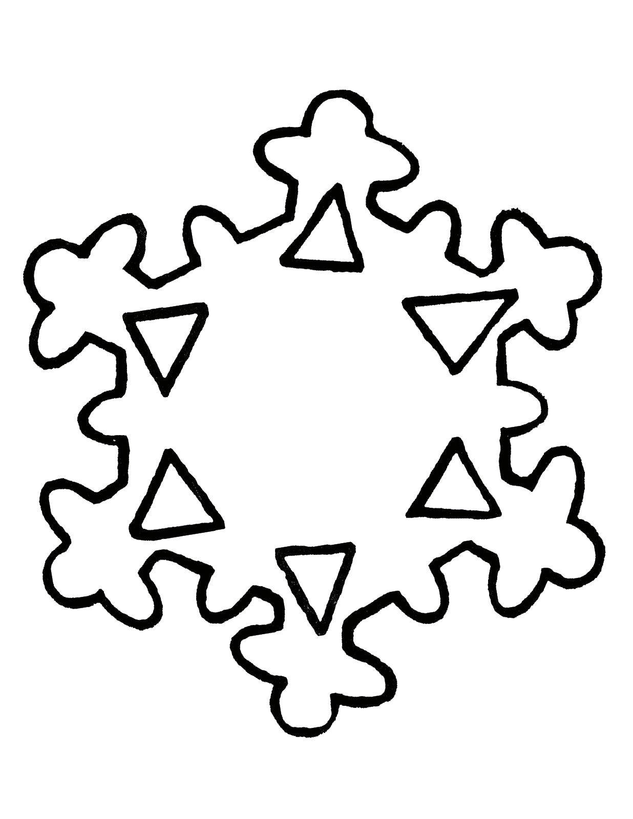 Coloring Volume snowflake. Category The contour snowflakes. Tags:  Snowflakes, snow, winter.