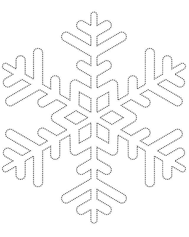 Название: Раскраска Пунктирная снежинка. Категория: Контур снежинки. Теги: пунктир, снежинка, контур.