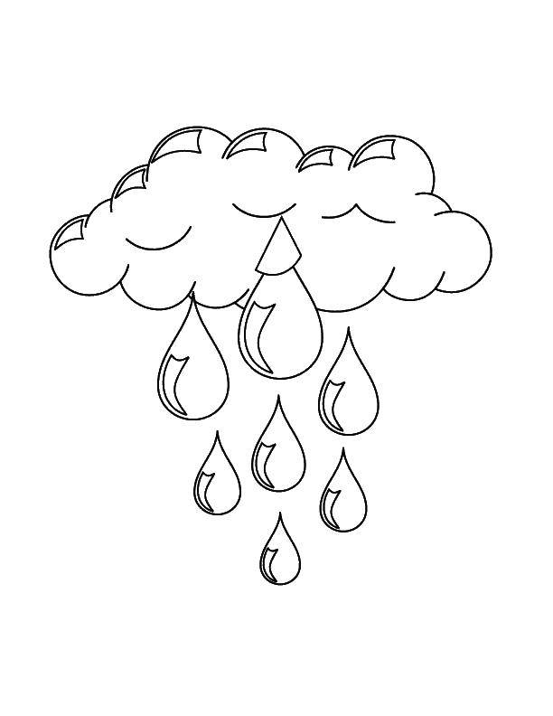 Название: Раскраска Дождик капает с неба. Категория: Контур облака. Теги: Дождь, тучи.