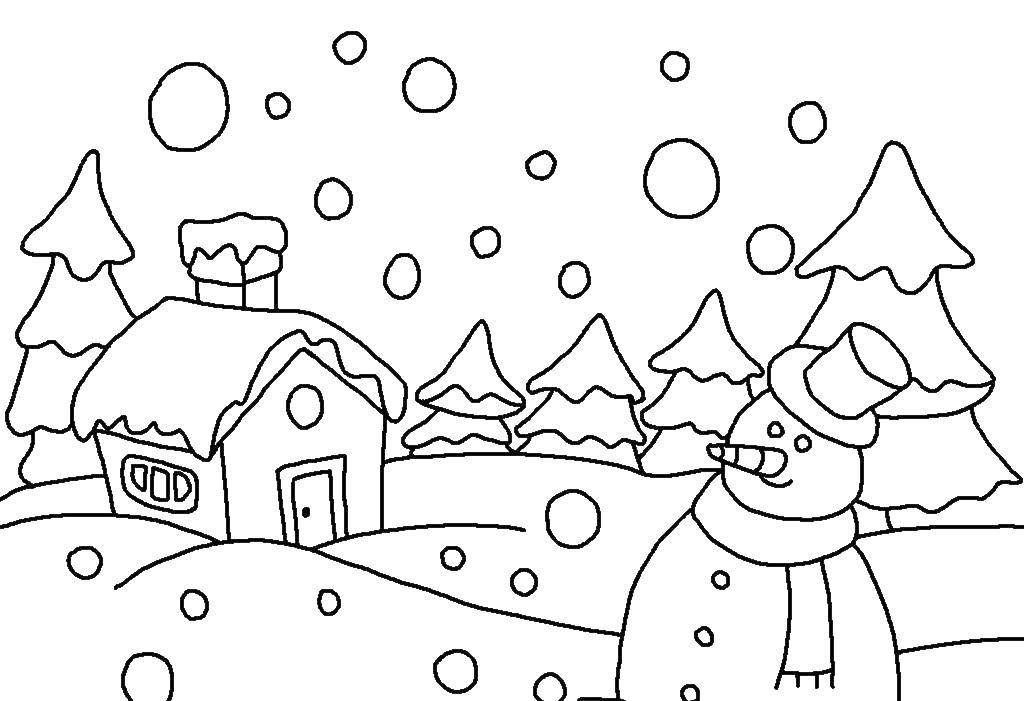 Название: Раскраска Хлопья снега. Категория: раскраски зима. Теги: Зима, снеговик, снег.