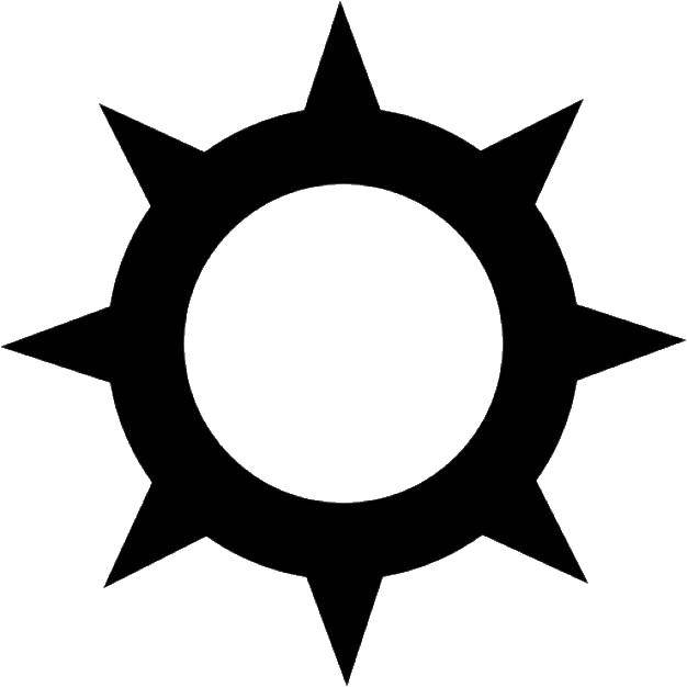 Название: Раскраска Контур солнышка. Категория: Контур солнца. Теги: Солнце, лучи, радость.