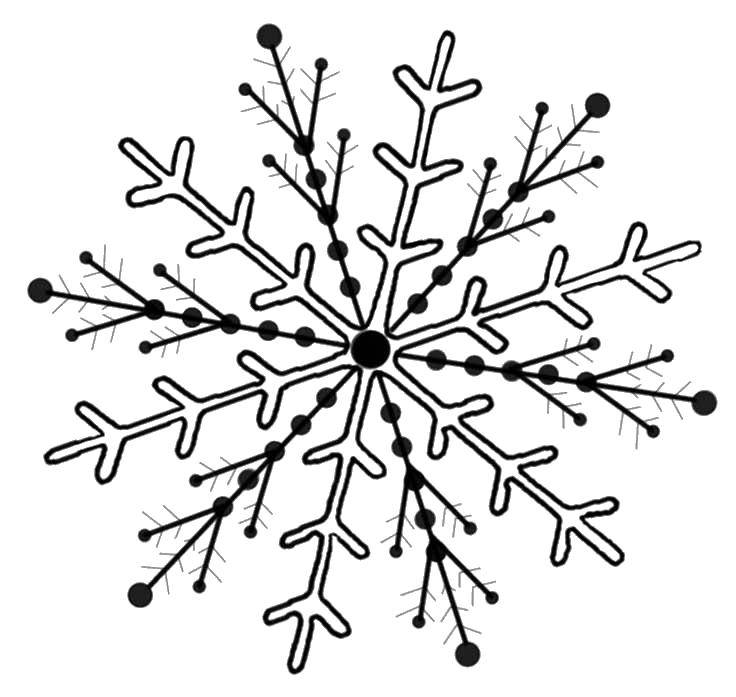 Название: Раскраска Необычная снежиночка. Категория: Контур снежинки. Теги: Снежинки, снег, зима.