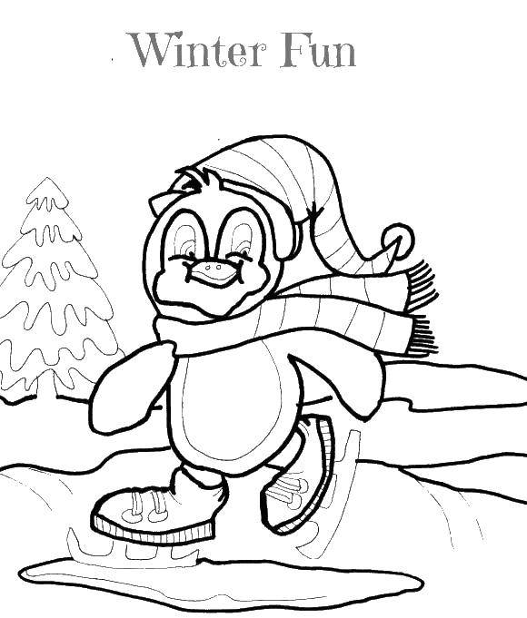 Coloring Winter fun. Category coloring winter. Tags:  skating rink, skates, winter.