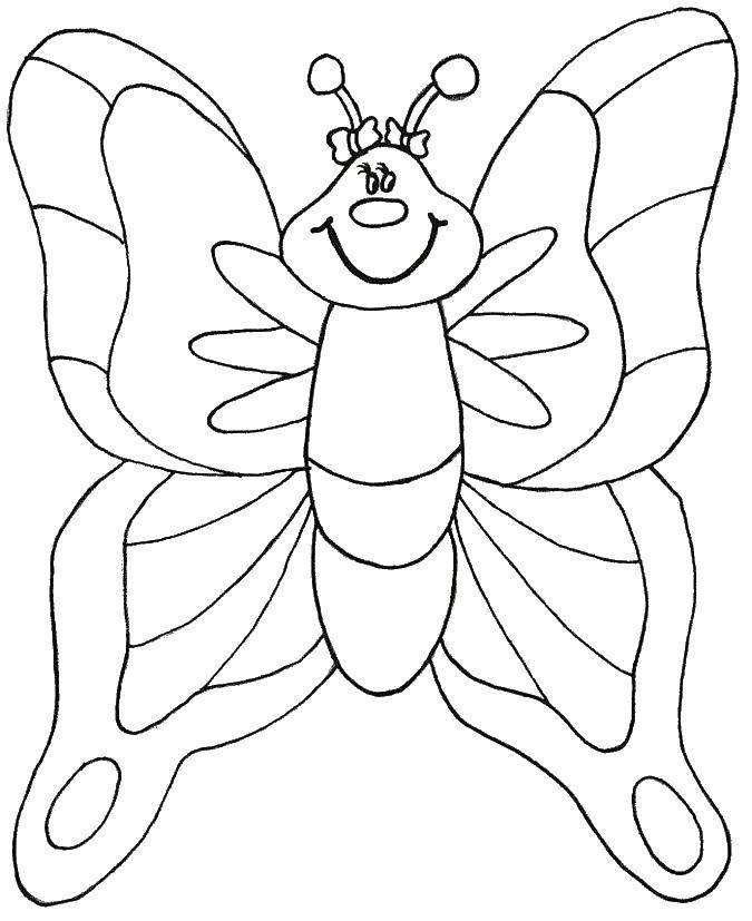 Название: Раскраска Бабочка с бантиками. Категория: Весна. Теги: бабочка, крылья, бантики.