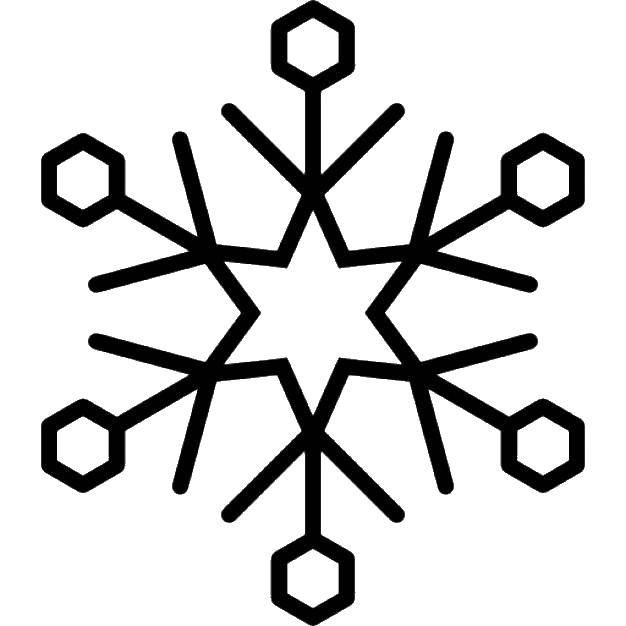 Coloring Interesting snowflake. Category The contour snowflakes. Tags:  snow, snowflake.