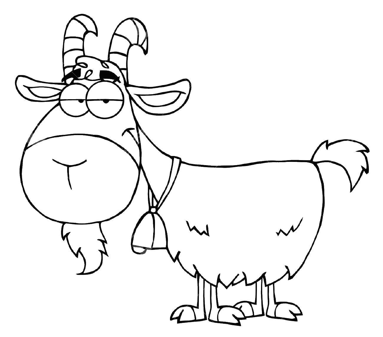 Coloring Goat with a bell. Category The contours of the cartoons. Tags:  the goat.