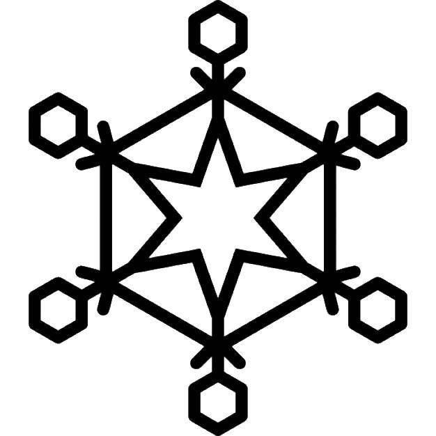 Название: Раскраска Снежинка. Категория: Контур снежинки. Теги: снежинка, звезда, контуры.