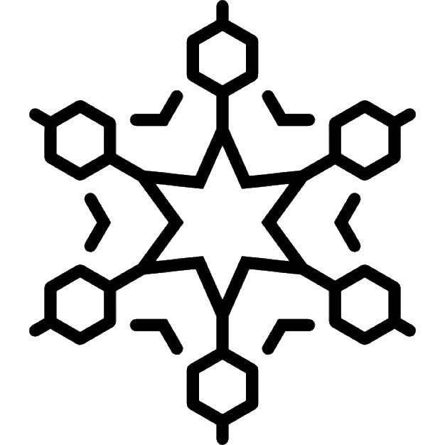 Coloring Snowflake. Category The contour snowflakes. Tags:  the contours, patterns, snow, snowflake.