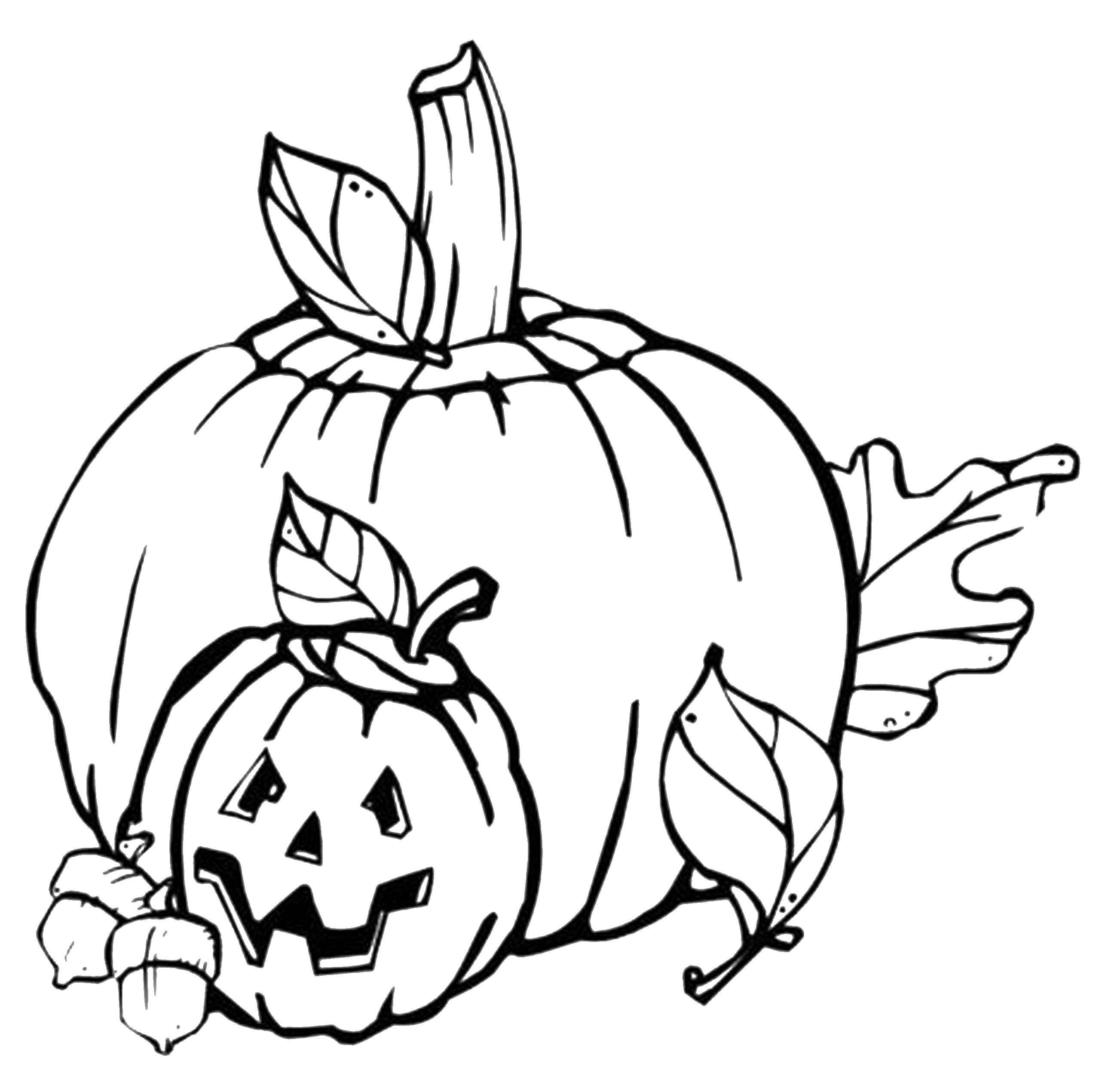 Название: Раскраска Тыквы. Категория: Хэллоуин. Теги: хэллоуин, осень, тыквы.