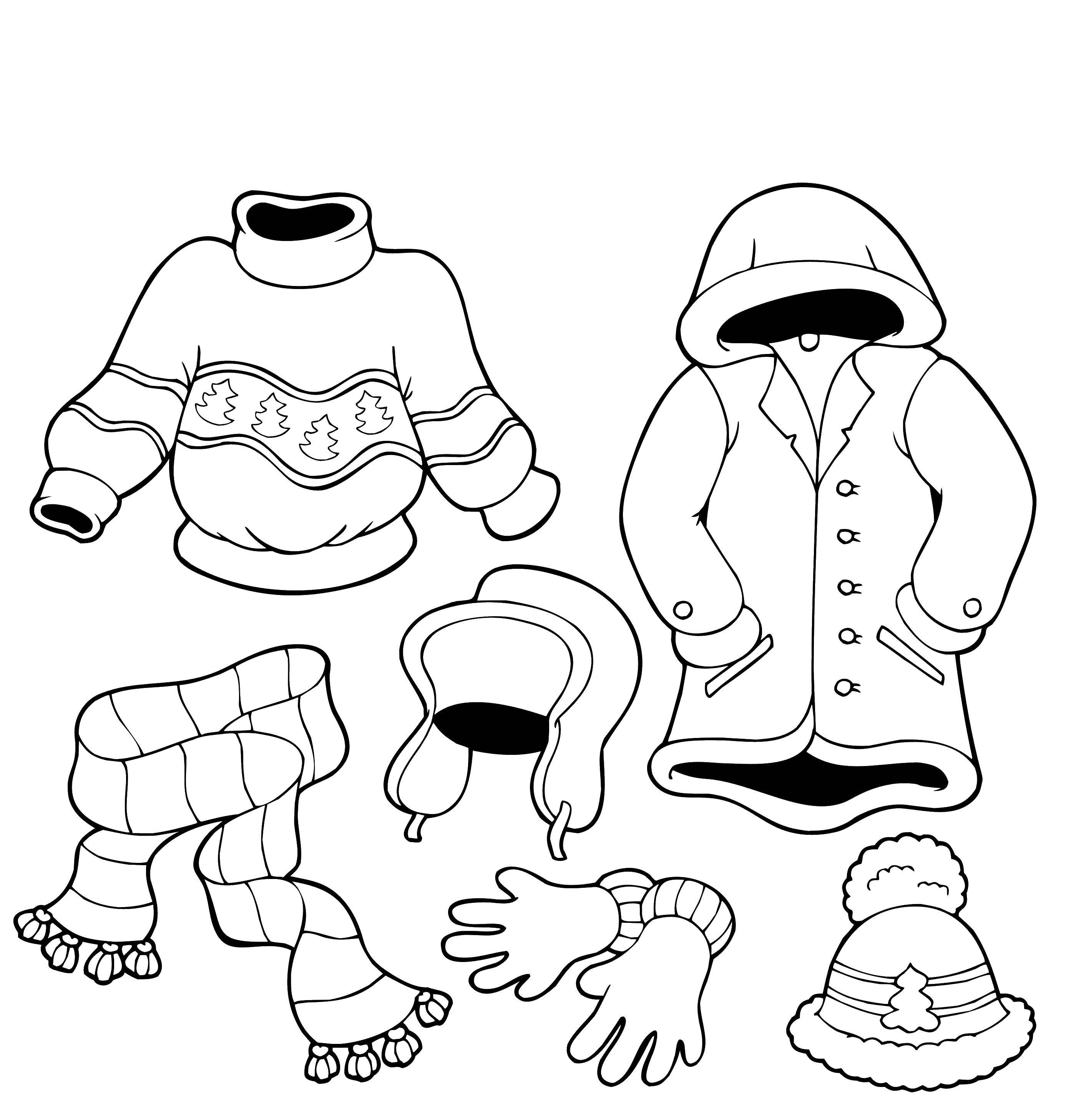 Coloring Winter clothes. Category coloring winter. Tags:  winter, winter clothes.