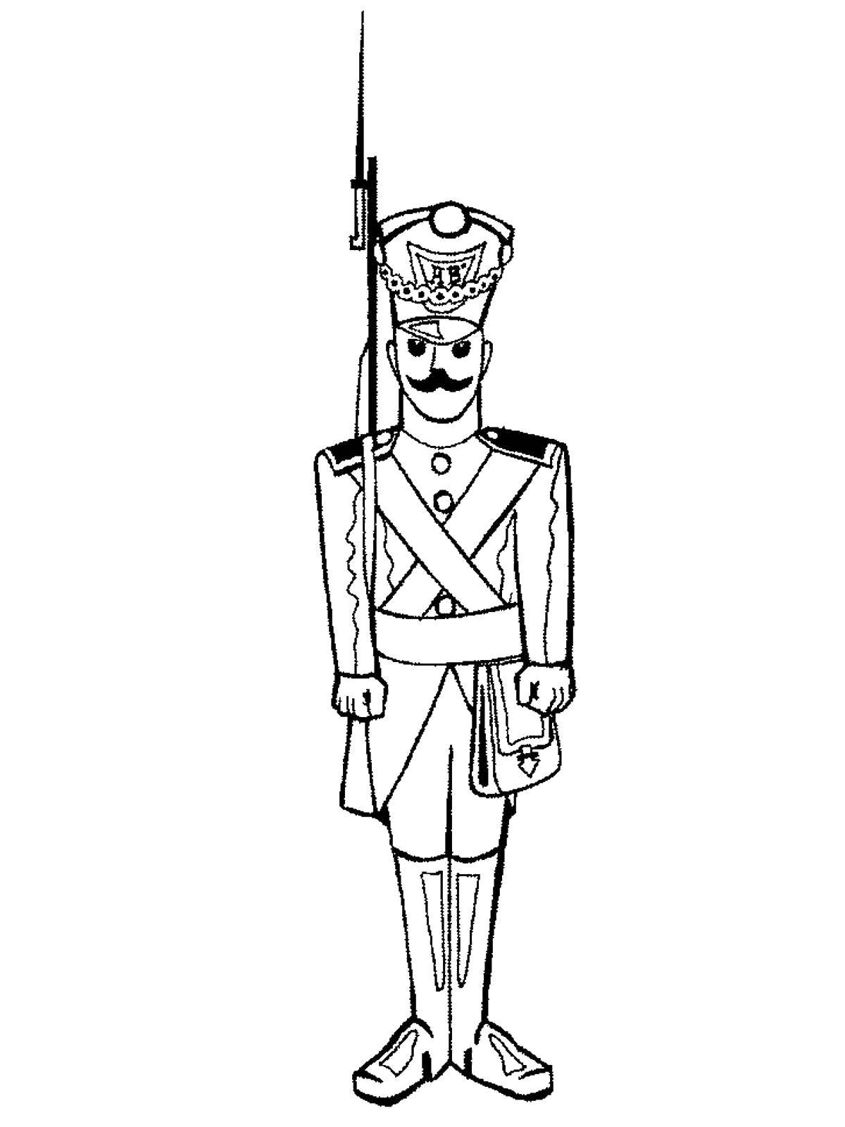 Coloring Hour guard. Category military coloring pages. Tags:  watch , guard, Royal.