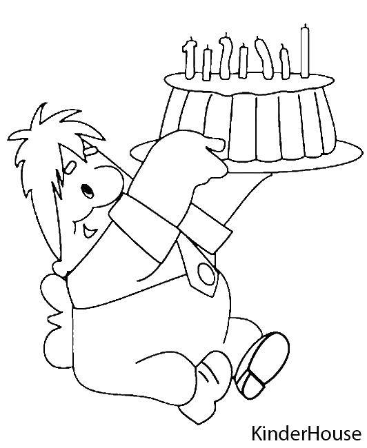Coloring Carlson with a cake. Category coloring Carlson. Tags:  cartoons, Carlson, cake.
