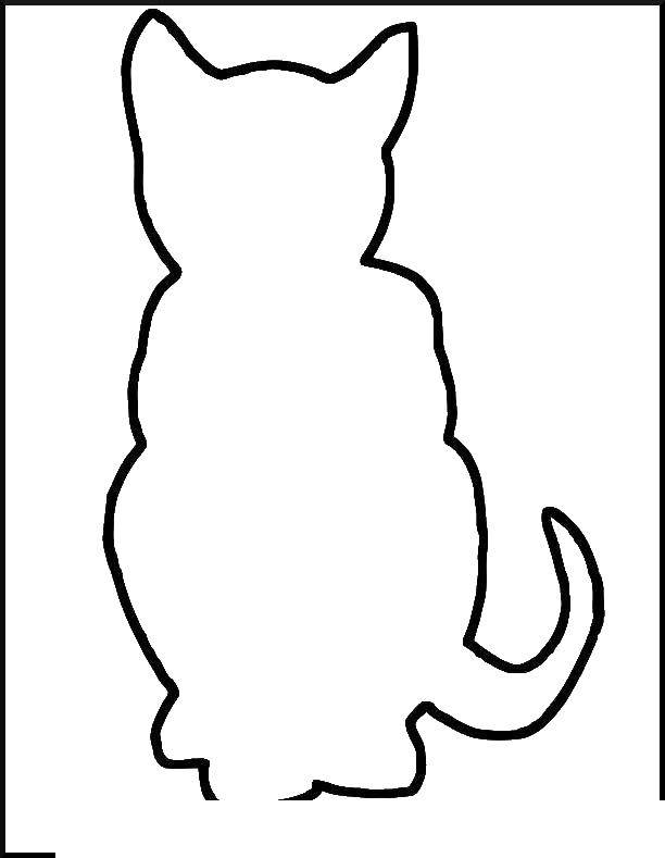 Название: Раскраска Контур сидячей кошки. Категория: Контур кошки для вырезания. Теги: кошка, контур.