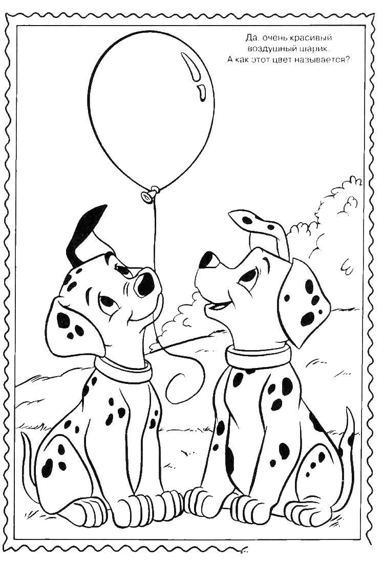 Coloring Dalmatians with the ball. Category 101 Dalmatians. Tags:  puppies, Dalmatians.