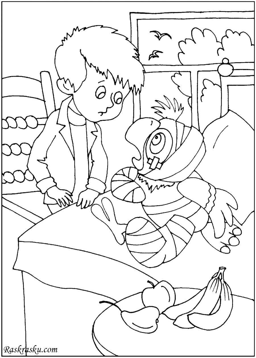Coloring Kesha is sick. Category coloring pages parrot Kesha. Tags:  parrot Kesha, boy.