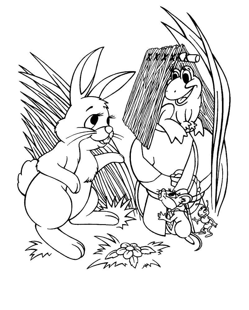 Coloring Bunny, mouse and frog. Category the chamber . Tags:  Tower, fairy tale, animals.