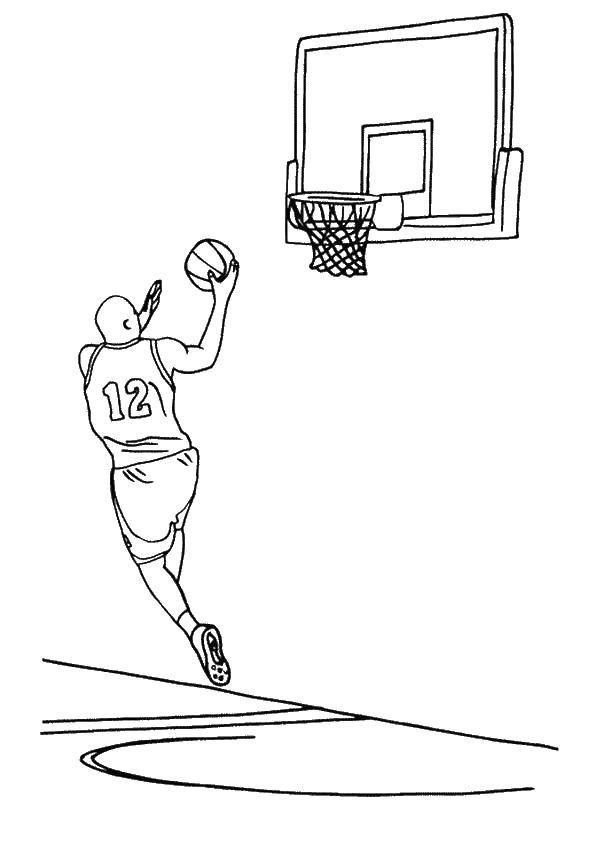 Название: Раскраска Баскетболист и кольцо. Категория: баскетбол. Теги: мяч, парень, корзина.