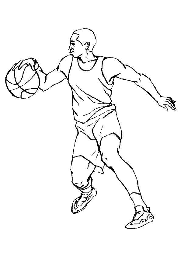 Название: Раскраска Баскетболист. Категория: баскетбол. Теги: баскетболист, мяч, парень.