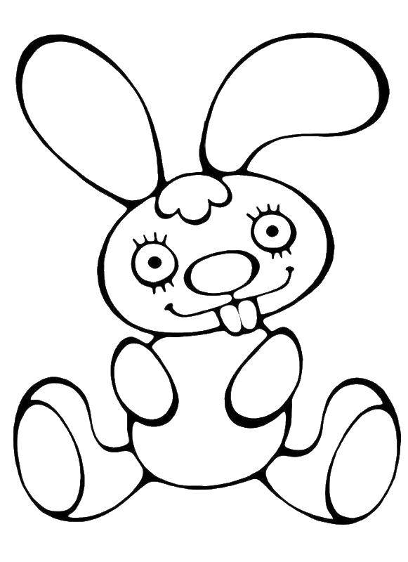 Название: Раскраска Кролик с зубами. Категория: кролик. Теги: кролик, уши, зубы.