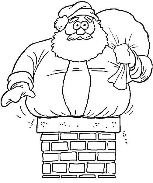 Coloring Santa Claus is in the pipe. Category Santa Claus. Tags:  Santa Claus, Santa Claus pipe.