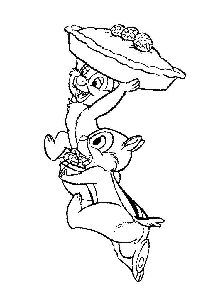 Coloring Chipmunks stealing pie. Category chip and Dale. Tags:  chipmunks, chip, Dale.