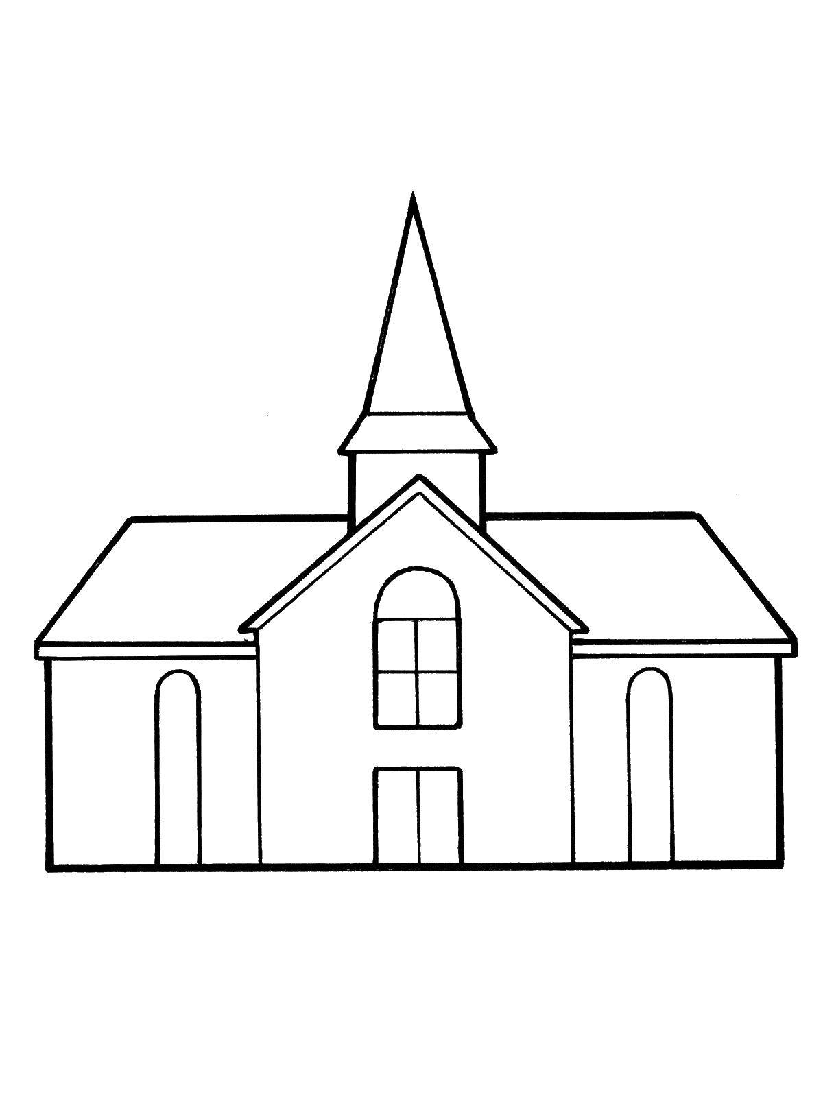 Название: Раскраска Дом церковь. Категория: Контуры домов. Теги: церковь, дом.