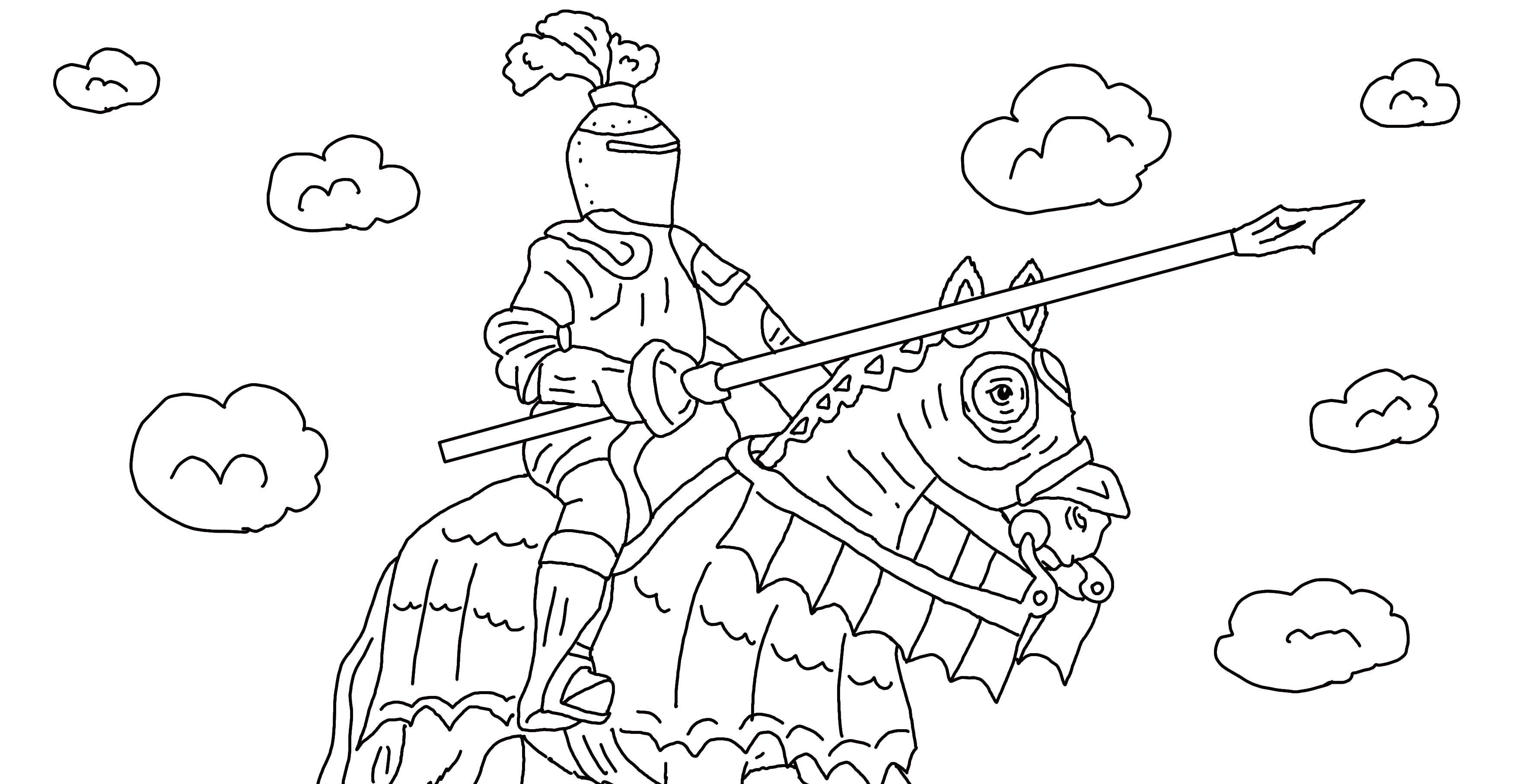 Название: Раскраска Рыцарь на коне в доспехах. Категория: Рыцари. Теги: рыцарь, доспехи.