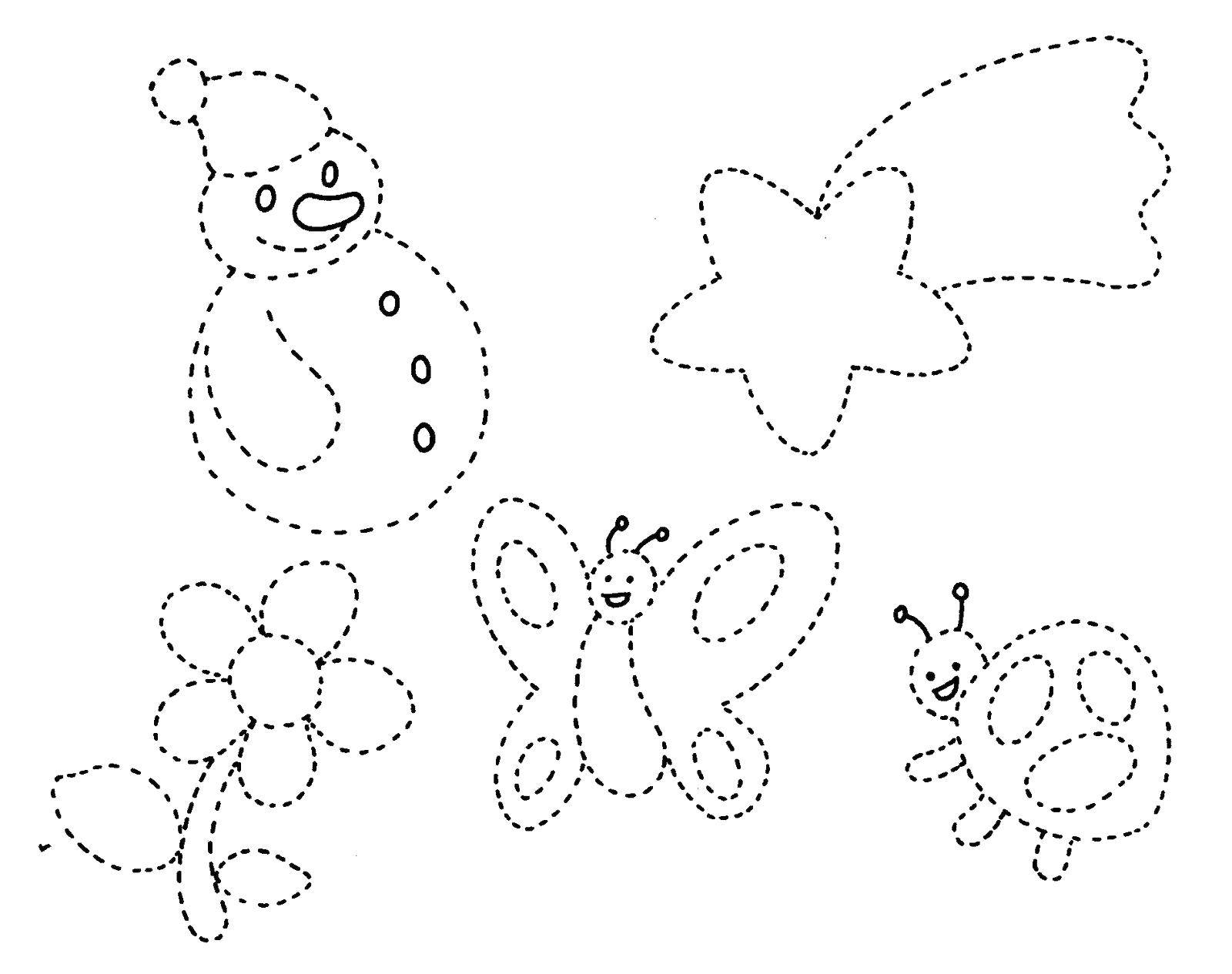 Название: Раскраска Обведи по контуру и раскрась снеговика, цветок, комету, бабочку и божью коровку. Категория: дорисуй по образцу. Теги: Снеговик, цветок, бабочка, комета, божья коровк.