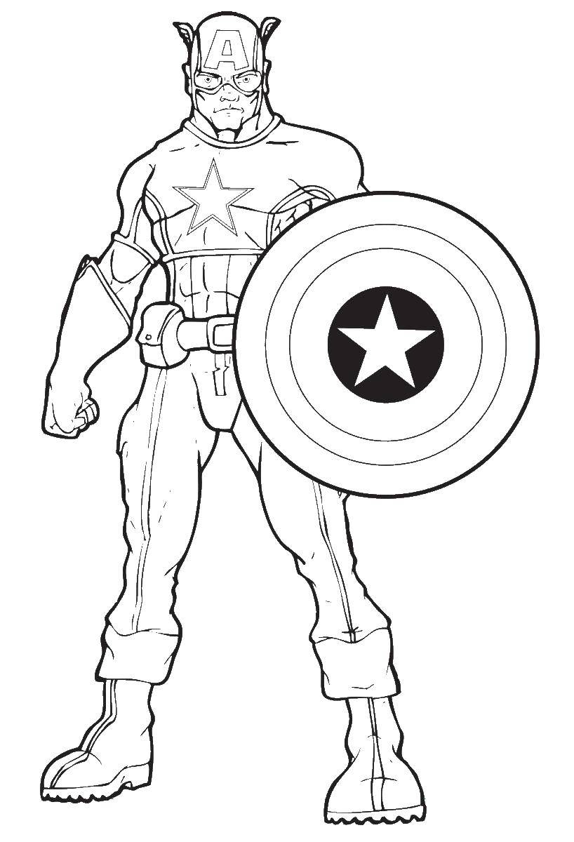 Название: Раскраска Капитан америка стив роджерс. Категория: капитан америка. Теги: капитан америка, супергерой, мстители.