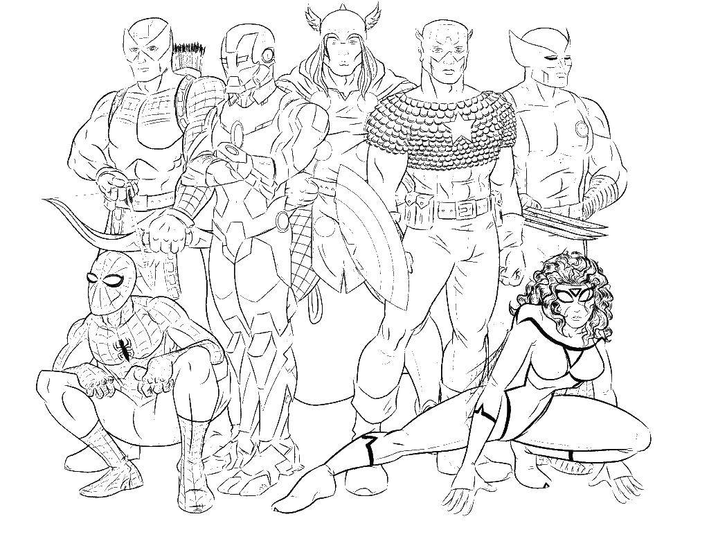 Название: Раскраска Мстители супергерои из марвел. Категория: мстители. Теги: мстители, супергерои.
