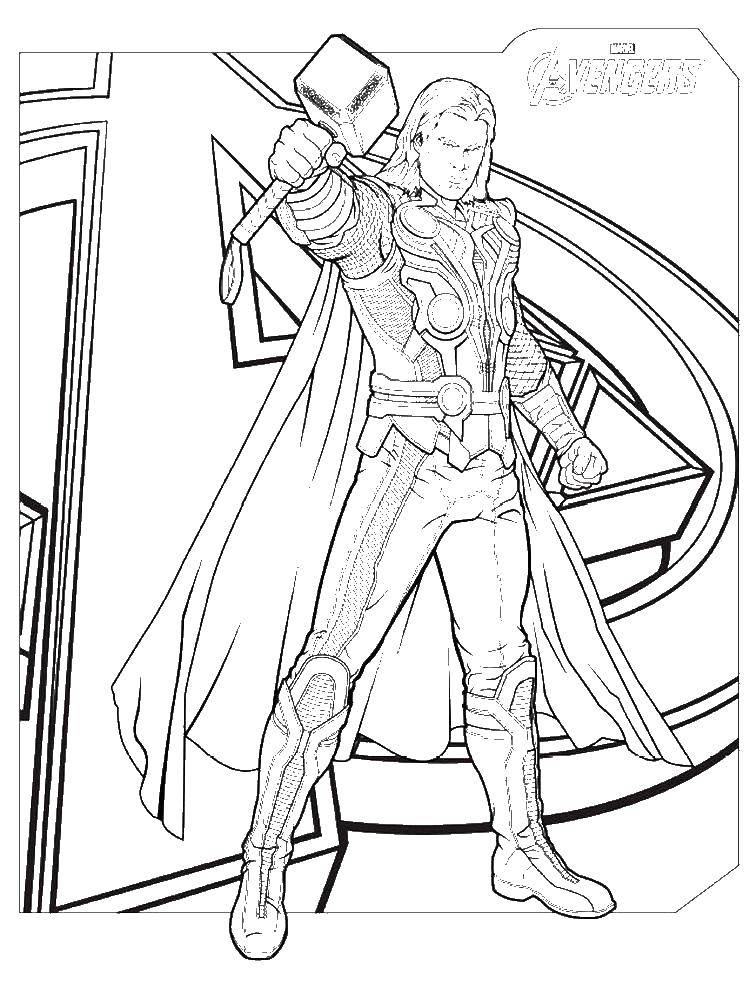 Coloring Thor odinson. Category Avengers. Tags:  Avengers, superheroes, Thor.