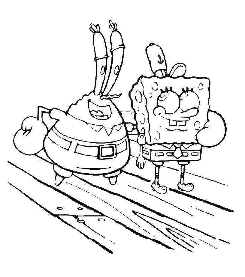 Coloring Mr. crab is hugging spongebob. Category spongebob. Tags:  the spongebob, Patrick.