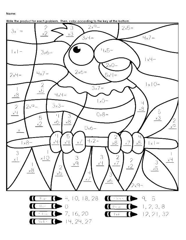 Опис: розмальовки  Папуга сидить на дереві. Категорія: математичні розмальовки. Теги:  папуга.