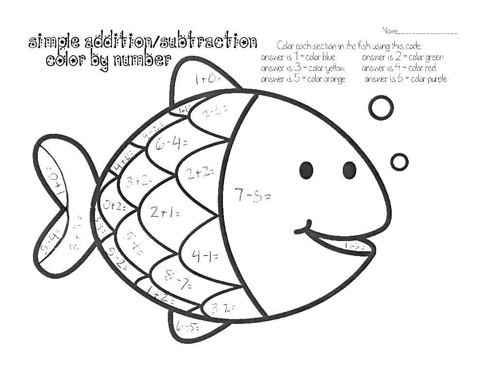 Название: Раскраска Математическая раскраска рыбка. Категория: математические раскраски. Теги: математические раскраски, рыбка.