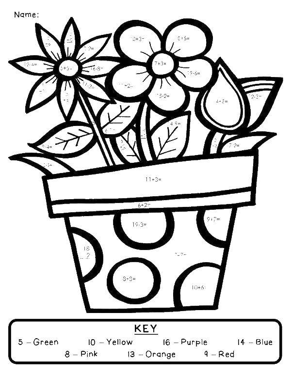 Coloring Flowers in pot coloring pages math. Category mathematical coloring pages. Tags:  mathematical coloring pages, pot.