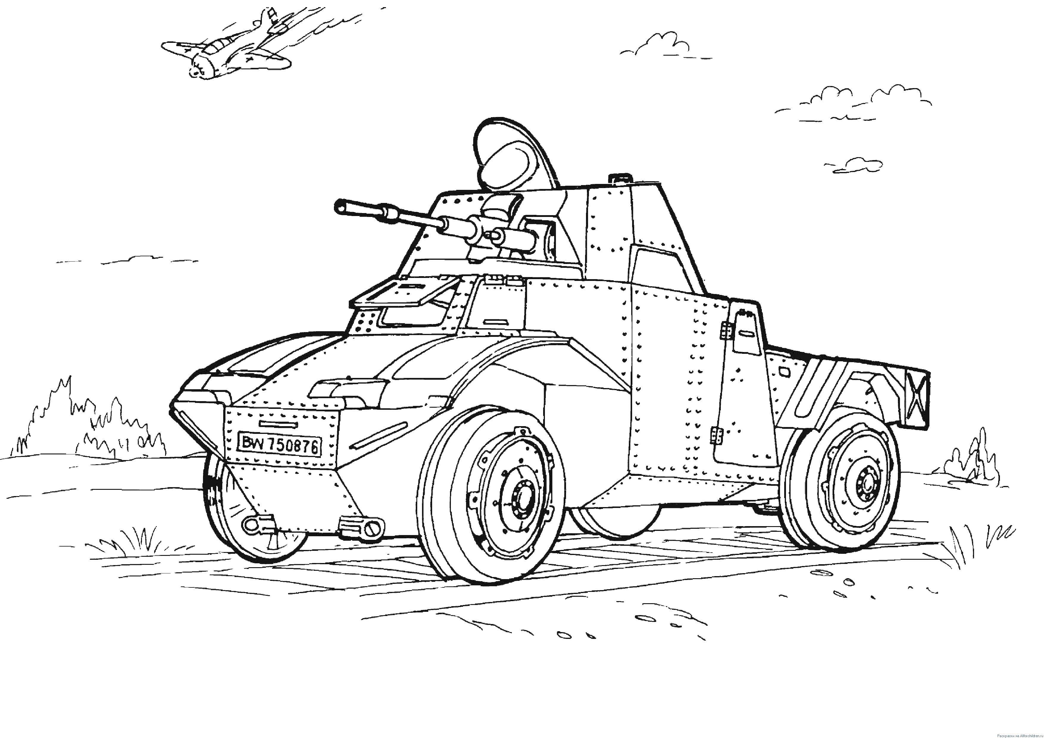 Coloring Military equipment. Category military coloring pages. Tags:  military equipment. war, machinery.