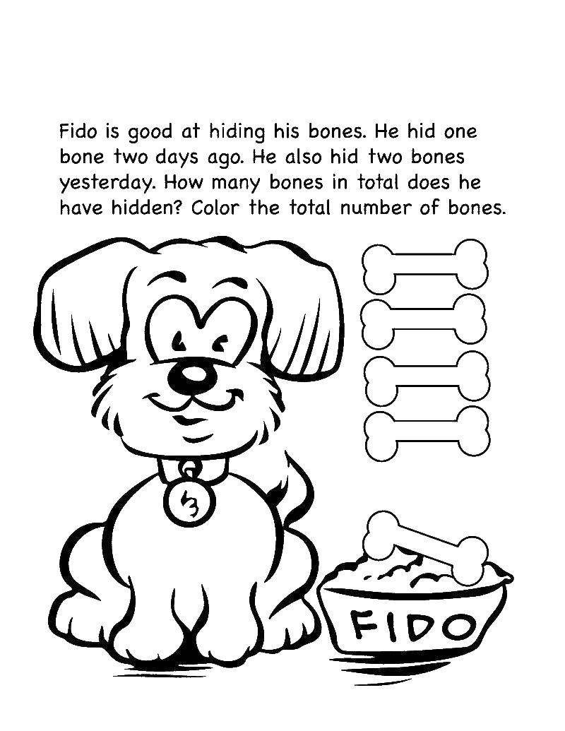 Coloring The dog with the bones. Category Animals. Tags:  the dog bone.
