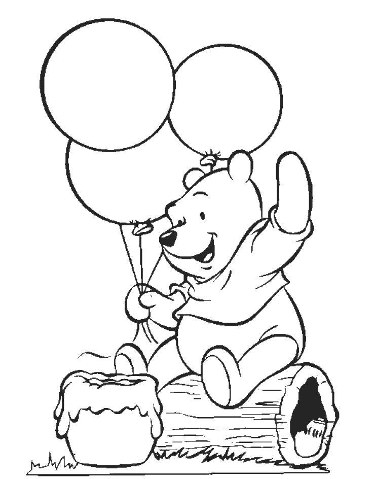 Опис: розмальовки  Вінні пух з кульками. Категорія: Діснеївські мультфільми. Теги:  Діснеєвські, мультфільми, вінні пух.