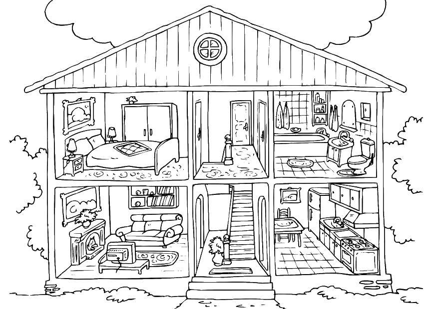 Coloring The house and room. Category Coloring house. Tags:  house, rooms.