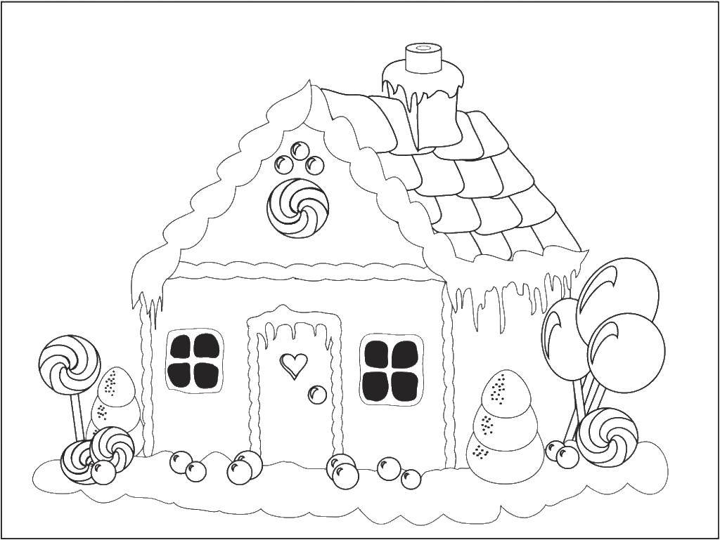 Coloring House and sweets. Category Coloring house. Tags:  home, house, sweets.