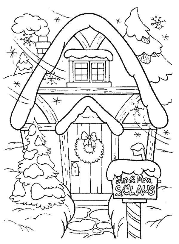 Название: Раскраска Дом мистера и миссис клаус. Категория: Раскраски дом. Теги: дом, Клаус.