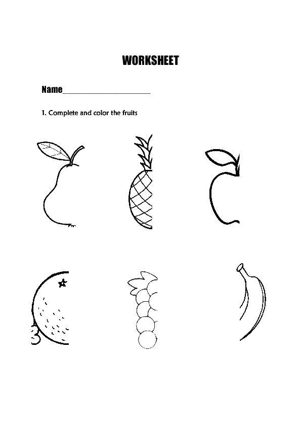 Coloring Doris fruit pattern. Category fruit in English. Tags:  fruit, English.