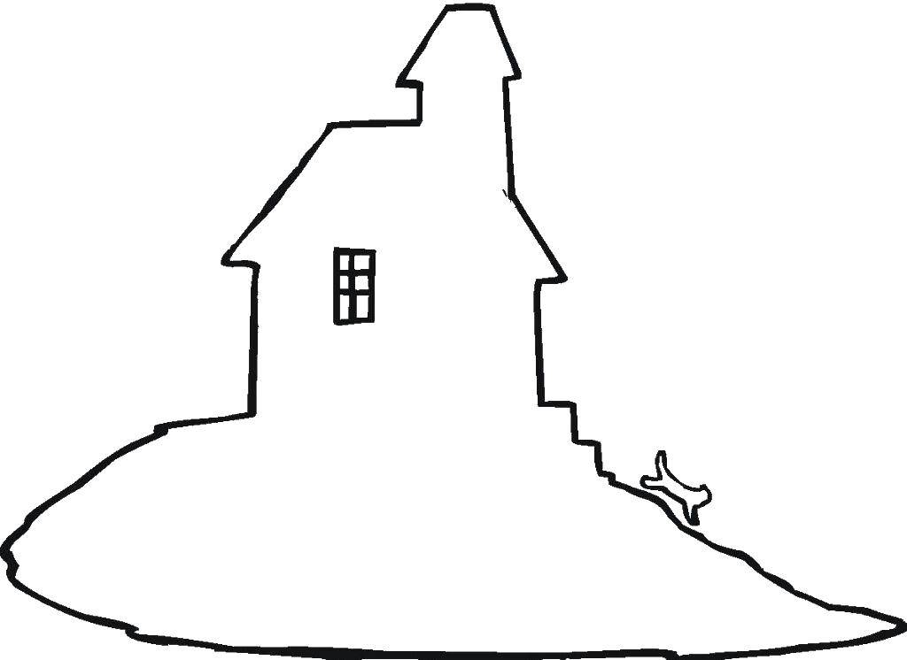 Название: Раскраска Дом и кошка. Категория: Раскраски дом. Теги: дом, кошка.