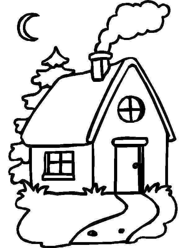 Название: Раскраска Дом с дымом из трубы. Категория: Раскраски дом. Теги: дом, домик, труба, дым.