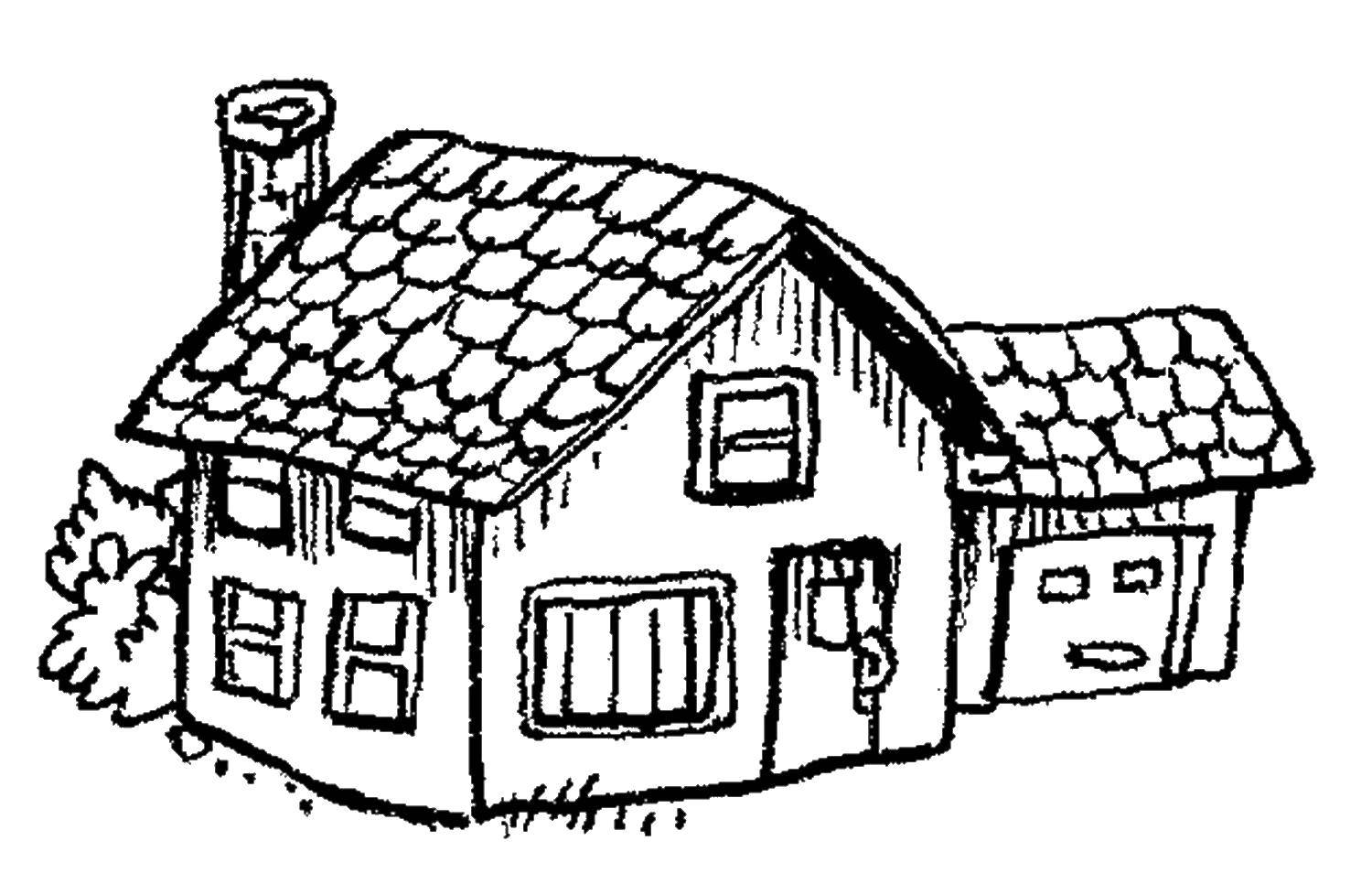 Название: Раскраска Дом с гаражом. Категория: Раскраски дом. Теги: дом, гараж.