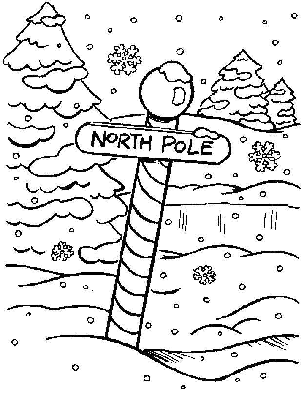 Название: Раскраска Северный полюс. Категория: Рождество. Теги: Рождество, Северный полюс, снег.