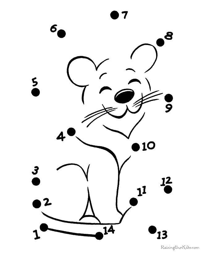 Название: Раскраска Дорисуй мышку. Категория: Нарисуй по точкам. Теги: точки, цифры, мышка.