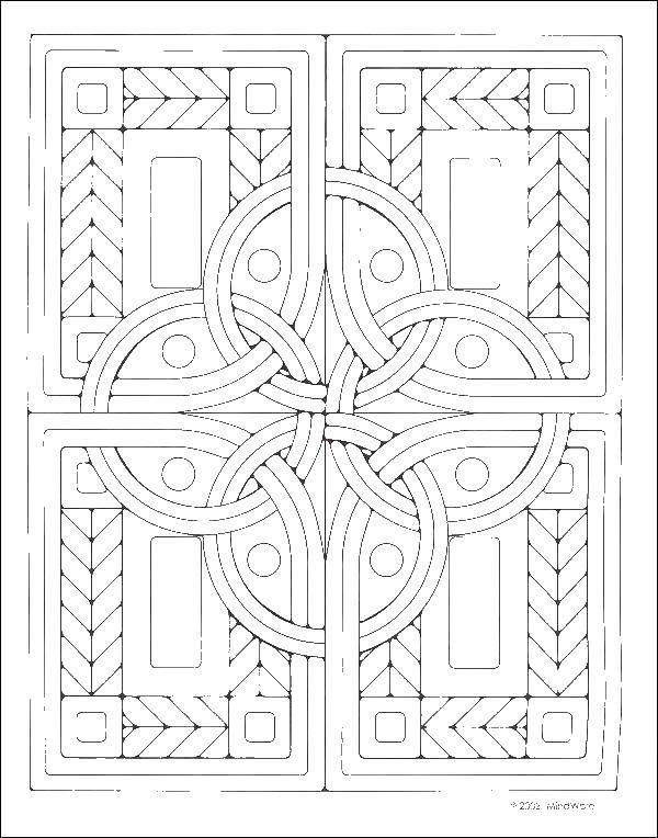 Coloring Geometric pattern. Category for stained glass. Tags:  patterns, circles, squares.