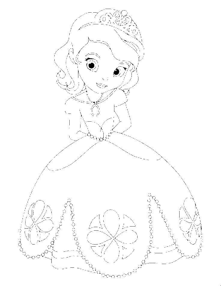 Coloring Little Princess in a beautiful dress. Category Princess. Tags:  Princess, Princess.